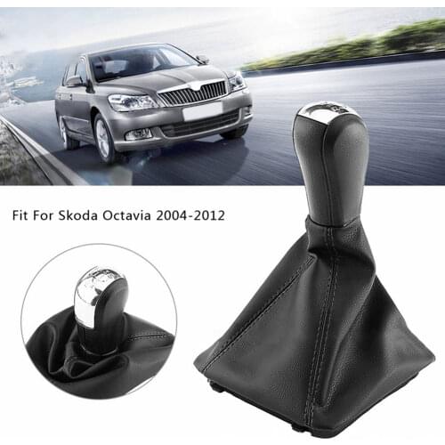 For Skoda Octavia 2 A5 A6 2004 - 2013 5 Speed Gear Lever Stick Shift Knob Leather Boot Vehicle Gearstick Gaiter Boot Set