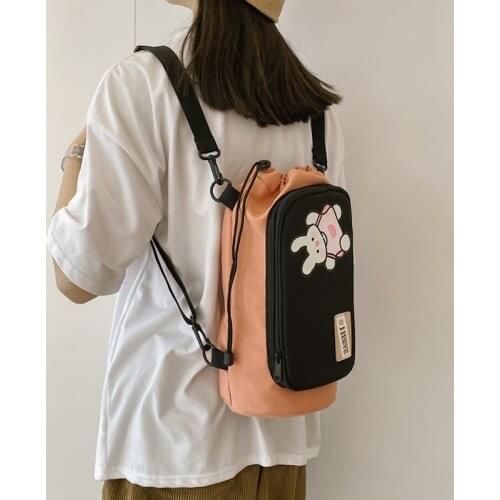 Female Ins Small Backpack Bag Women Korean Pumping Bucket Multi-purpose Travel Backpacks for Girls Printing Mini School Bags New