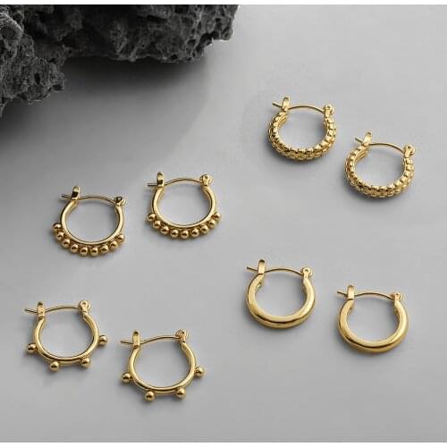 New Fashion Gold Color Twisted Hoop Earrings for Women Geometric Small Round Circle Beaded Earring Fashion Jewelry Gifts