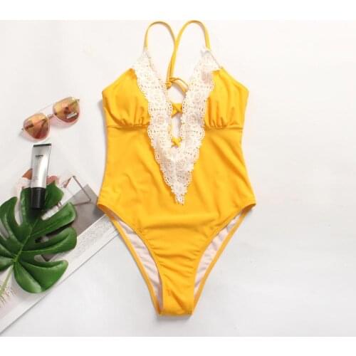 Ruffle One Piece Swimsuit Women 2021 Sexy V Neck Bathing Suit Swimwear Buckle Swimming Suit Bodysuit Monokini Swimwear Women