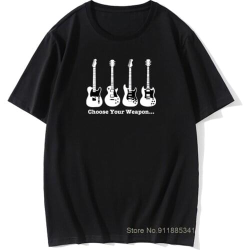 Choose Your Weapon T-shirt Men Band Tees Electric Guitar Print Tops T Shirt Simple Hip Hop Tops Tee 100% Cotton Fabric Camisa