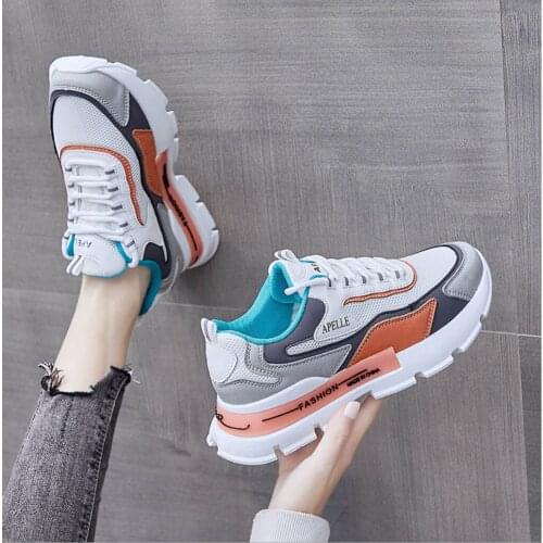 2021 Fashion Trend Womens Platform Sneakers Women Shoes Korean Casual Chunky Sport Shoes White Vulcanized Tennis Female Basket