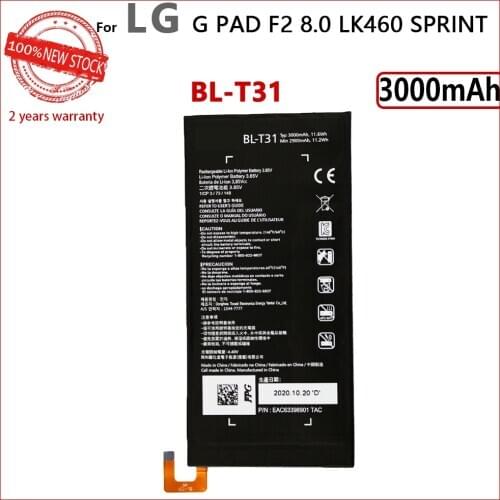 100% Original 3000mAh BL-T31 Battery for LG G PAD F2 8.0 LK460 SPRIN Phone High quality Battery With Tools+Tracking number