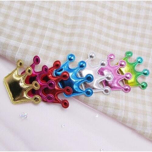 70pcs/lot 4.3*3cm Multi color Pu Crown Padded Appliques for DIY Children Headdress Accessories