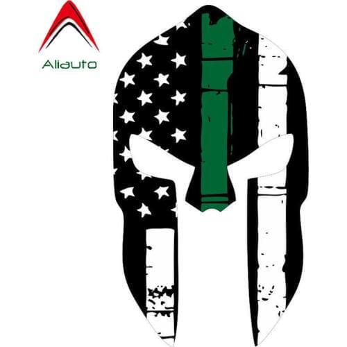 Aliauto Cool Car Stickers Fun Spartan Helmet Green Line Auto Decor Vinyl Decals for Volkswagen Audi Smart Chevrolet ,15cm*9cm