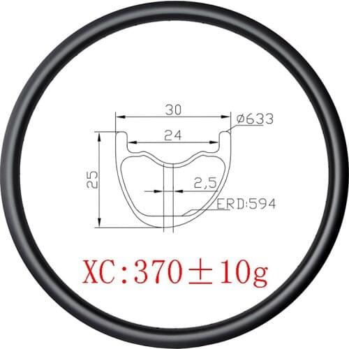 29er MTB XC Trail 30mm x 25mm asymmetric clincher tubeless carbon rim UD 3K matte glossy cross country 29in wheel mountain bike
