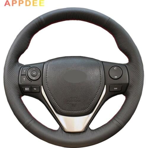 APPDEE Hand-stitched Black Leather Steering Wheel Cover for Toyota RAV4 2013-2018 Toyota Corolla 2014-2017 Auris 2013-2016