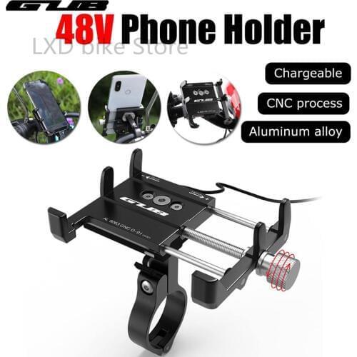 GUB G-91 G91 Aluminum Alloy Phone Holder USB Charging Bike Mount Electric Motorcycle Scooter Mobile Handlebar Stand