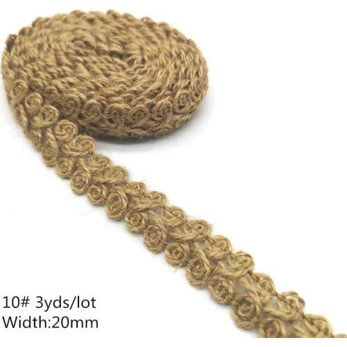 3 yds Natural Jute Burlap Hessian Jute Ribbon Twine Flower Pattern Wedding Party Supplies Burlap Ribbon DIY Burlap Rope Craft#10