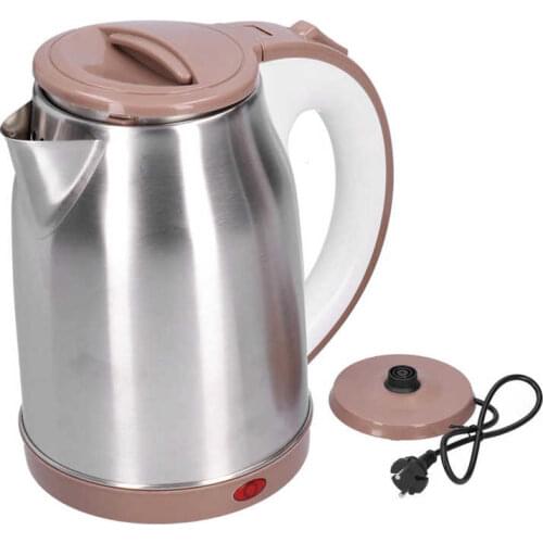 Stainless Steel Electric Kettle Cup Water Boiler Brown Home Electric Pot Water Pot for Office EU Plug 220 to 240V Water Kettle