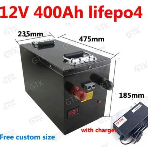 GTK 12.8v 12V 400AH Lifepo4 battery With LCD BMS 4S for golf cart EV Solar Storage backup power boat Tricycle light +20A charger