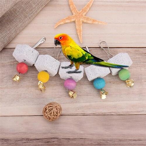 Random Color Parrot Stone Bite Toy Flower Design Bird Chew Toy Small Animal Grinding Toy Training Toys Pet Playing Toy