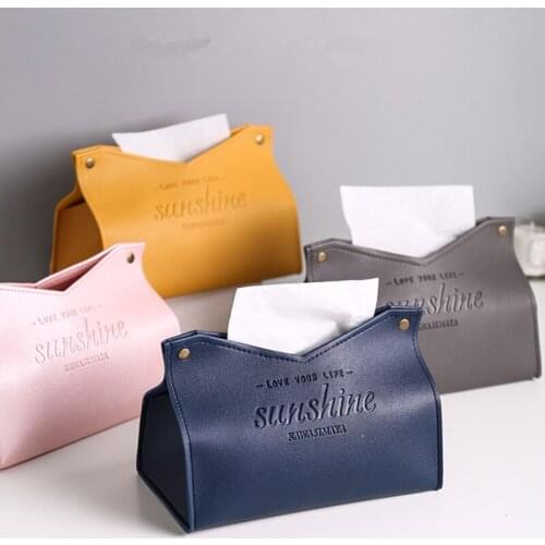 Nordic PU Leather Tissue Box Car Toilet Pumping Box Home Living Room Decoration Bedroom Kitchen Office Desktop Storage Box