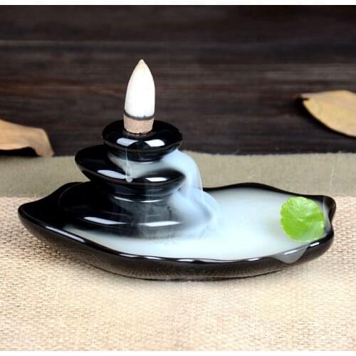 Creative Lotus Burner Backflow Tower Incense Cones Burner Incense Stick Holder Ceramic Censer Home Decoration Teahouse
