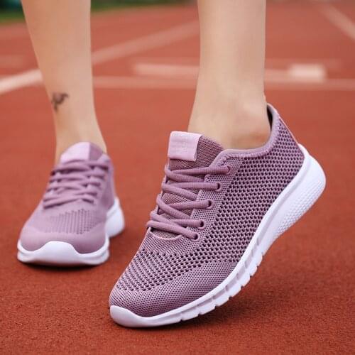 Summer Women Sneakers 2021 Breathable Mesh Light Lace Up Flat Casual Sport Running Shoes Woman Purple Pink White Tennis Femaletu