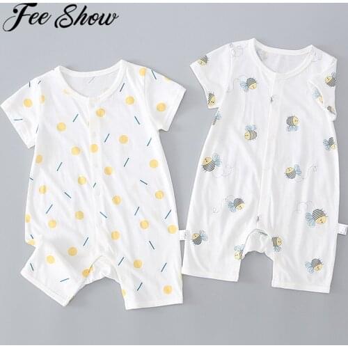 0-24M Summer Baby Girl Boys Clothing Rompers Jumpsuit Short-sleeved Print Cute Soft Cotton Sunsuit Newborn Infant Baby Playwear