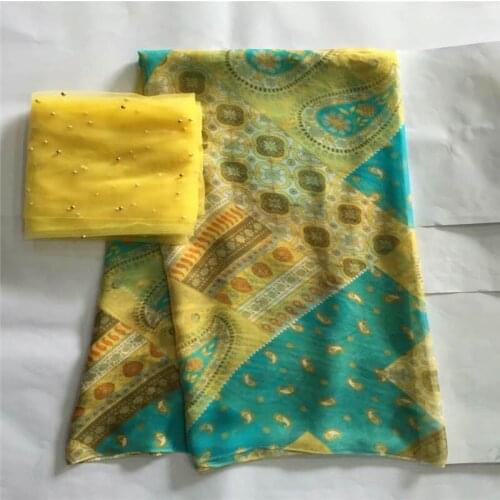 LX!Hot selling African 100% silk chiffon lace fabric ,for ladies dress soft and comfortable printed silk fabric! F32409