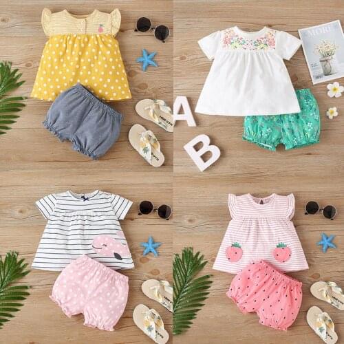 Malapina short-sleeved shorts suit girls 2021 new baby and toddler striped two-piece suit