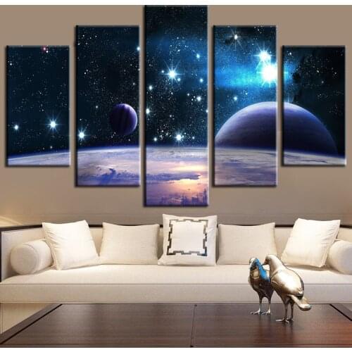 5 Pieces of HD Printing Universe Galaxy Reflection Space Planet Painting Module Living Room Home Decoration Poster Art Frameless