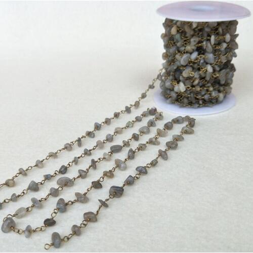 Natural Labradorite Stone Crystal Chips Jewelry Finding Necklace Chains,Gold Color DIY necklace bangle jewelry making LZ29