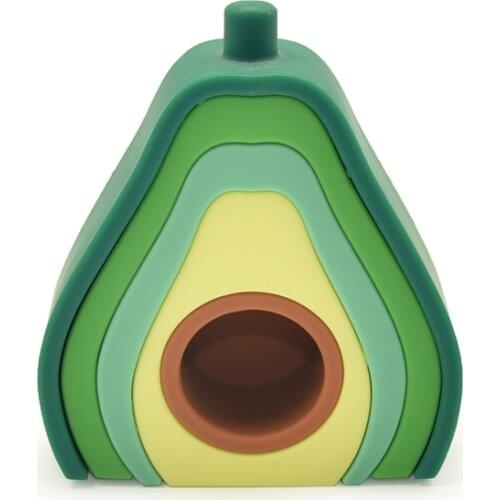 BPA Free Avocado Building Blocks Silicone Stacking Toy Nesting Puzzles Educational Game Toy 3D Soft Jenga Creative Baby Teether