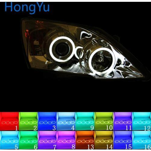 Latest Headlight Multi-color RGB LED Angel Eyes Halo Ring Eye DRL RF Remote Control for HONDA CR-V CRV 2007 - 2011 Accessories