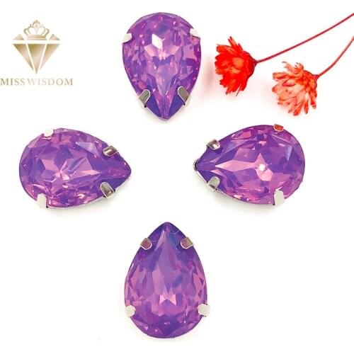 NEW Matt Crystal violet opal teardrop sew on rhinestones with claw flatback Resin loose rhinestones DIY garment Accessories