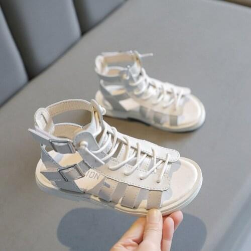 Children Sandals Shoes Girls Gladiator Buckle Strap Summer Breathable Princess Kid Party Fashion Beach Flat Toddler Baby