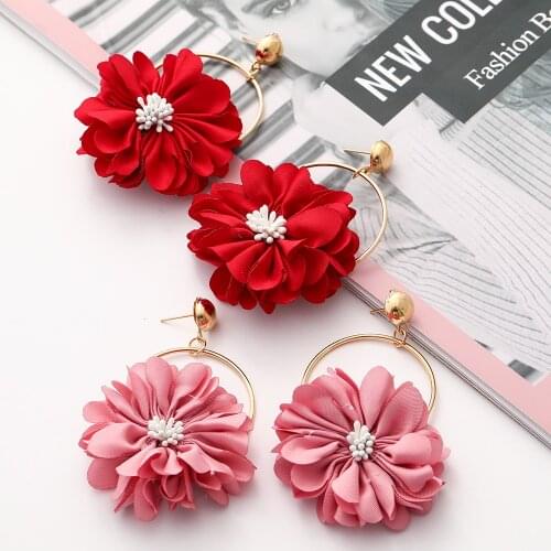 New Arrivals Big Flower Shaped Drop Earrings for Women Charm Gold Metal Handmade Hanging Dangle Earring Jewelry Gift Brincos