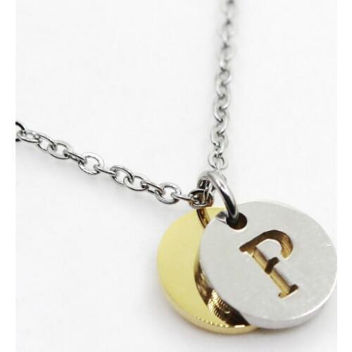 Stainless steel alphabet necklace coin necklace letter P necklace pendant charms with 50cm Chains men women Necklace Jewelry