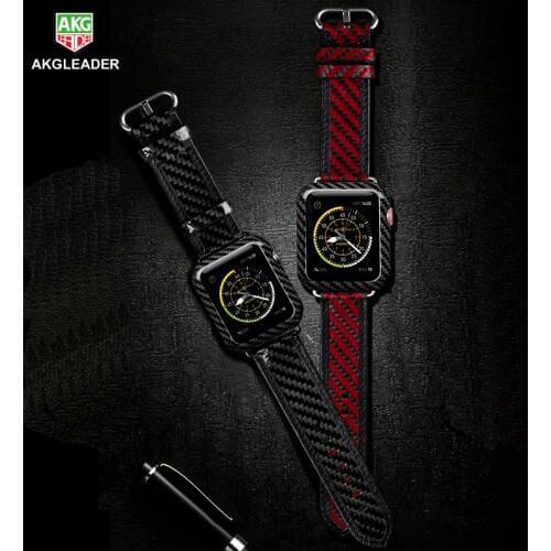 High Quality Real Carbon Fiber Watch Band strap For Apple Watch Series 4 1 2 3 iWatch Watch Bracelet Watchband 38mm 42mm