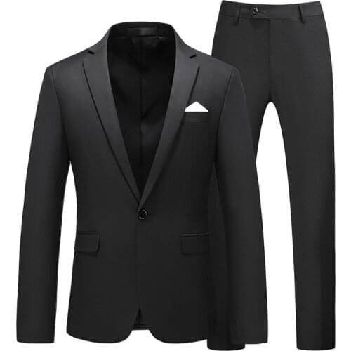 Luxury Fashion Men’s 2 Pieces Suits Set One Button Blazers Jacket and Trousers Dinner Wedding