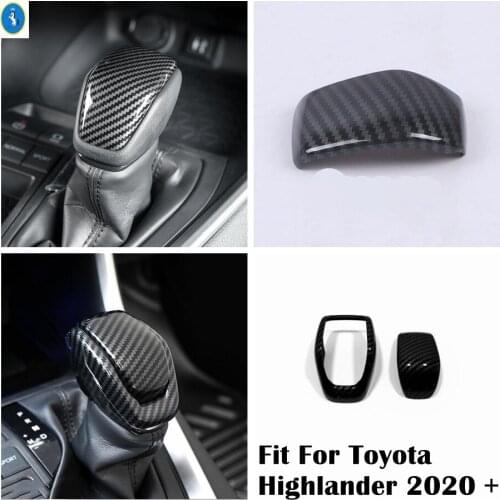 Car Gear Head Shift Knob Handle Handball Decoration Cover Trim For Toyota Highlander 2020 - 2022 Carbon Fiber Look Accessories