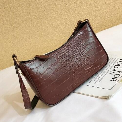 Retro Shoulder Bags For Women Crocodile Pattern Leather Armpit Bag Advanced Baguette Bags Design Fashion PU Handbags Female Sac