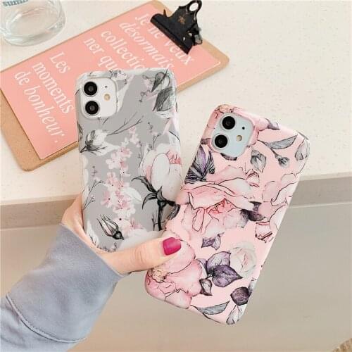 Vintage Art Rose Flower Phone Case for iPhone 11 Pro Max 7 8 Plus SE2020 X Xr Xs Max Matte Floral Soft TPU Silicone Case Cover