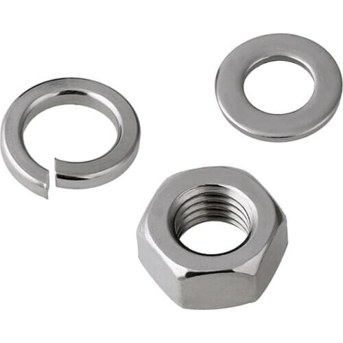 Wkooa Stainless Steel 304 Hex Nuts Flat Washer Spring Washer sets M1.6-M30