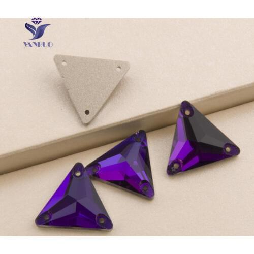 YANRUO 3270 Triangle Purple Velvet Sew On Strass Glass Loose Crystal Sewing Rhinestones For Rhinestone Jewelry