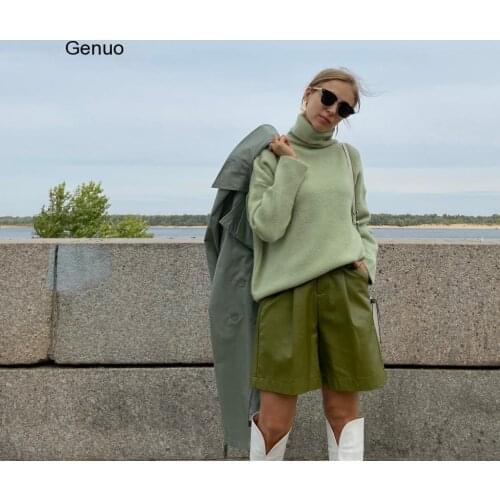 Womens Turtleneck Sweaters Thick Warm Pullover Cashmere Jumper Soft Oversized Knitwear Sweater Korean Women Jumpers