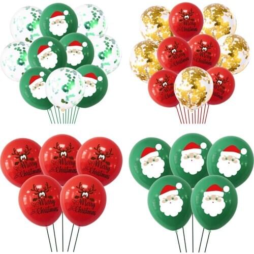 10pcs 12inch Santa Claus Xmas Tree Latex Balloon Confetti Air Ballons Merry Christmas Party Baloons Kids Birthday Party Supplies