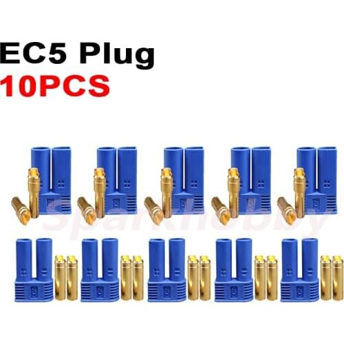 10PCS EC5 5mm Banana Plug Male Female Gold plated Bullet 100A high current Connector with Housing Sheath for RC LIPO Battery