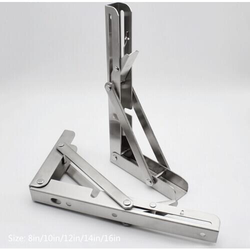 2pcs/set stainless steel Folding Stand Table Bracket Shelf Bench 200kg load weight space saving furniture DIY Bookshelf hardware