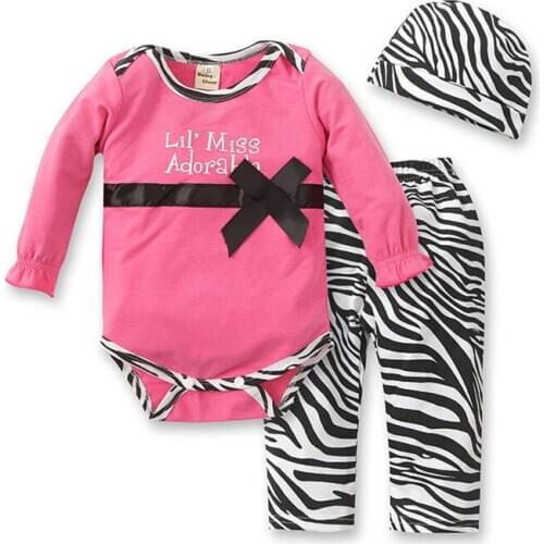 3pcs Newborn Baby Girls Clothes New Toddler Hat+Romper+Pants Cap Jumpsuit Suit Trousers Bebe Bebes Clothing Set Roupa Infantil