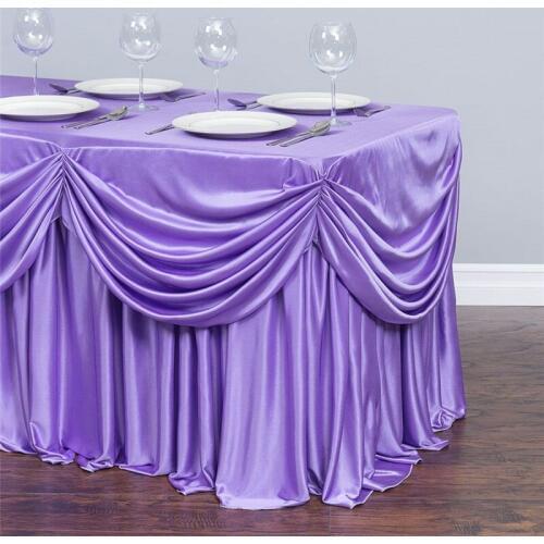 4 FT. 6 FT. ALL-IN-1 TABLECLOTH/PLEATED SKIRT table skirt with swag wedding stage table skirting for party birthday banquet