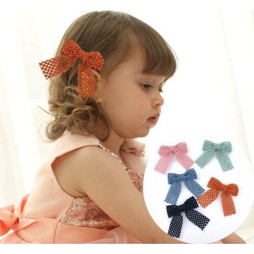 5pcs/Lot Korean Fashion Children Bowknot Hair Rope Sweet Girl Simple Colorful Hollow Bow Hairpin Kids Hair Accessories