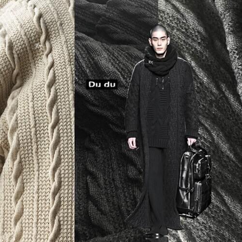 50*160cm Wool Twisted rope Blended Clothing Fabric Sweater Hat Bag Bag Knitting Fabric DIY