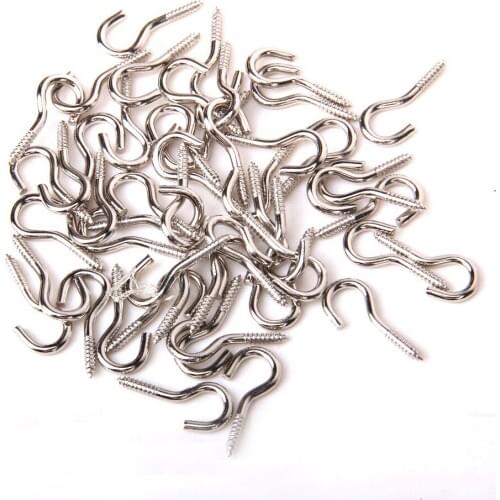 50pcs Iron Screw Hook Eye Silver Metal Haning Hooks Home Office Workplace Use Small Tiny Mini Eye Pins Hooks Eyelets