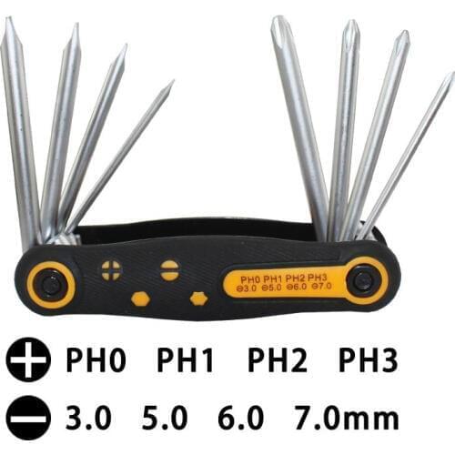 Free shipping 8 in 1 Multi-function Folding Screwdriver Hex Phillips Slotted screwdriver CR-V steel mini hand tool