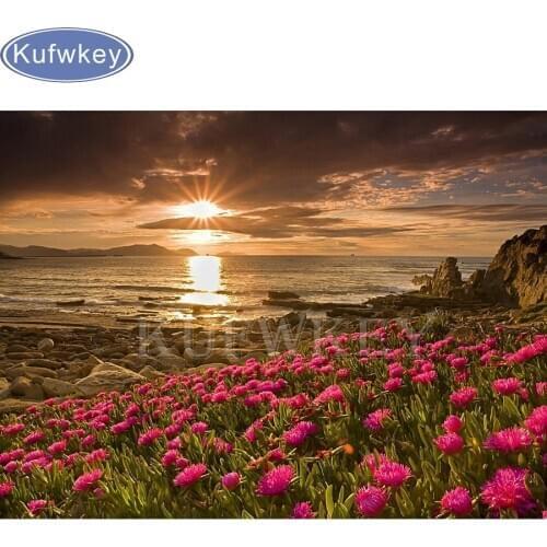 Diy 3d Diamond Embroidery Scenery Painting With Diamonds Picture Of Rhinestones Diamond Mosaic Sunset Flower Handmade Gift