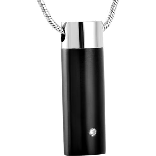 IJD8164 Black Enamel Aromatherapy Stainless Steel Accessaries Cylinder Bottle Cremation Jewelry for Ashes Pendant Women Men