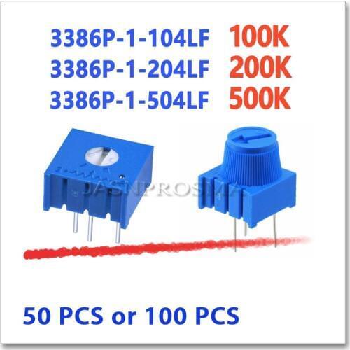 JASNPROSMA 3386P 50PCS 100PCS 100K 200K 500K 104 204 504 With knob Precision Adjustable